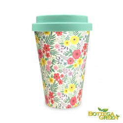 TAZZA IN BAMBU' RIUTILAZZABILE, BIODEGRADABILE, RICICLABILE, ECOLOGICA, VEGANA - GIARDINO FIORITO - bottegagreen.com